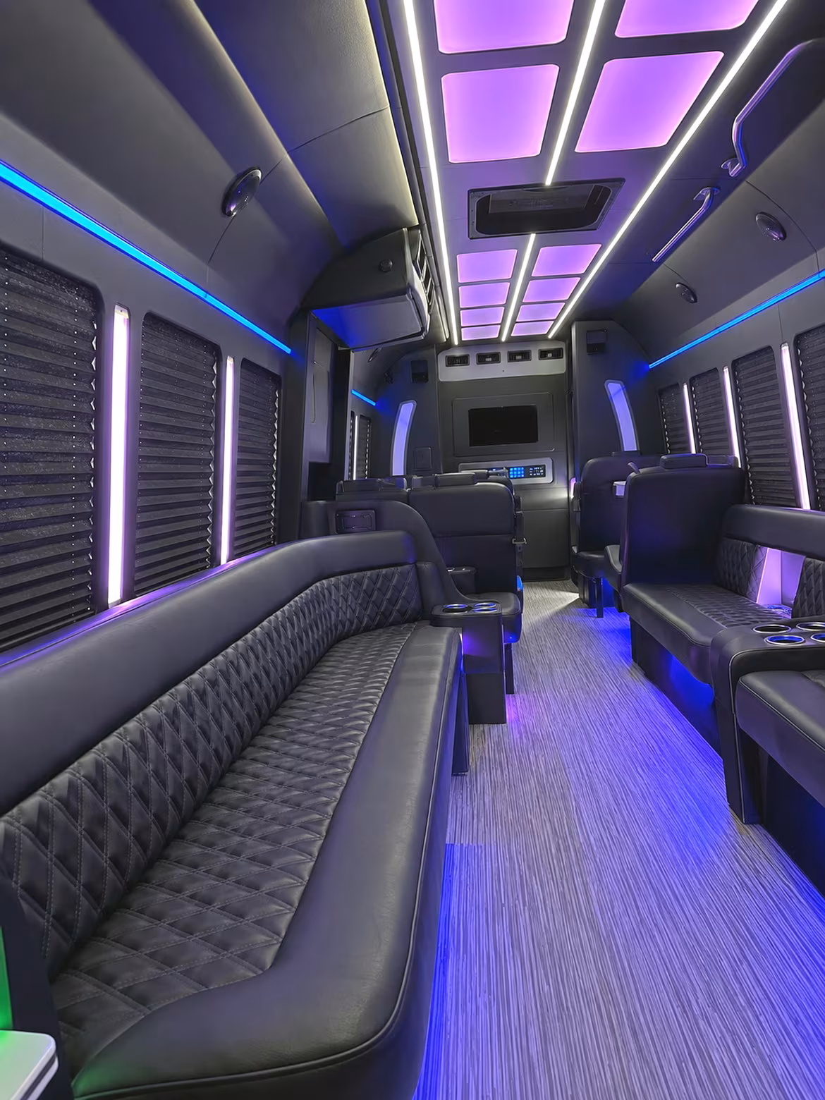 Omaha Birthday, Sweet 16, & Quinceañera Transportation party bus interior