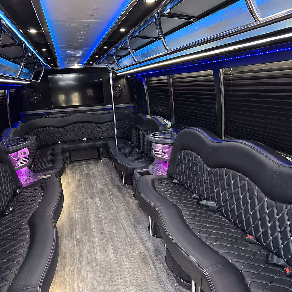 Omaha Wedding Transportation party bus interior