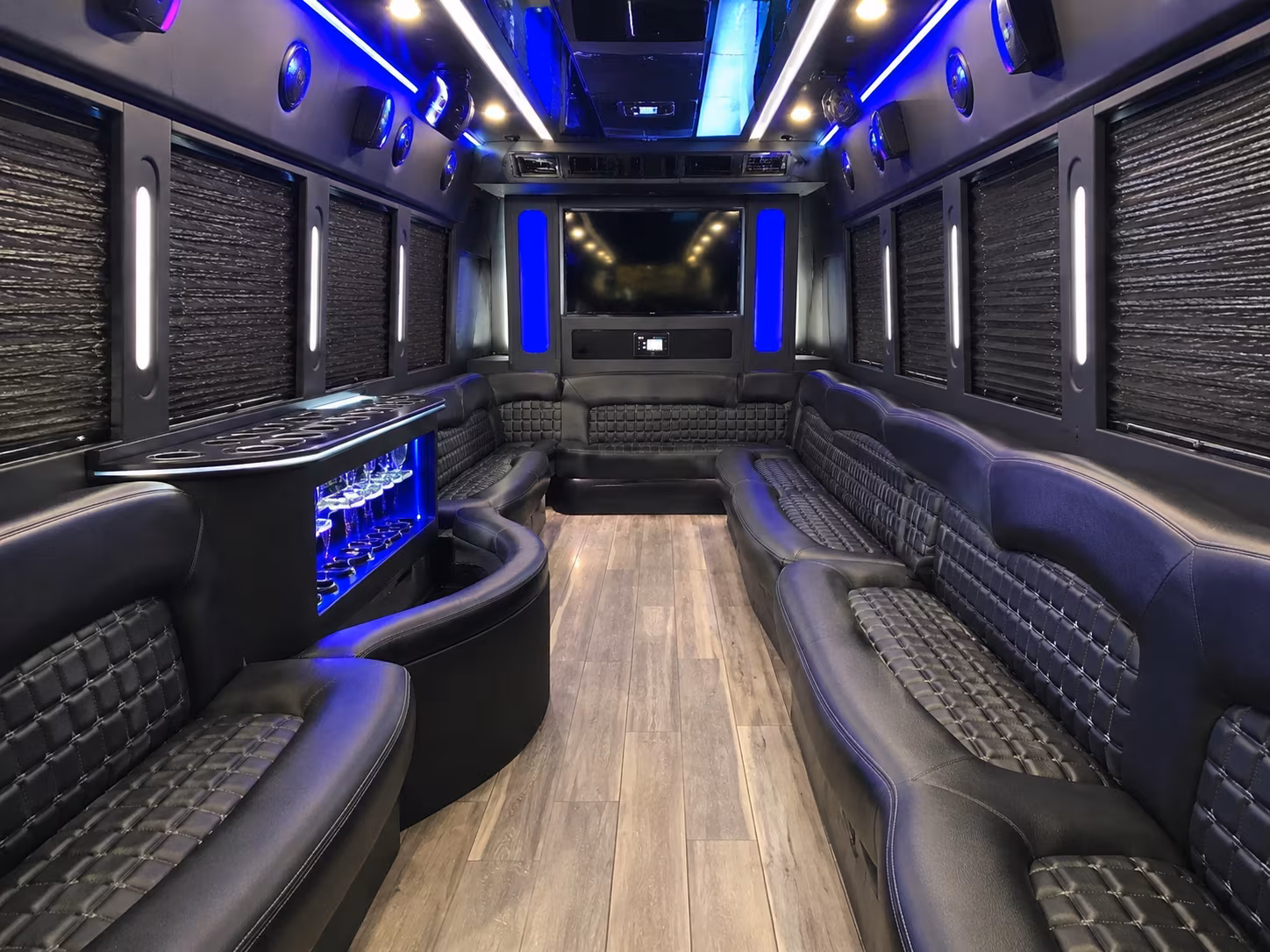 Omaha Wedding Transportation party bus interior