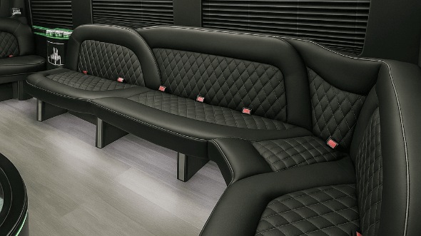 Interior of Charter Bus Company Bellevue's 14 Passenger Sprinter Limousine in Bellevue
