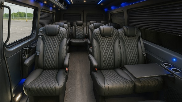 Interior of Charter Bus Company Omaha's 15 Passenger Mini Bus in Omaha