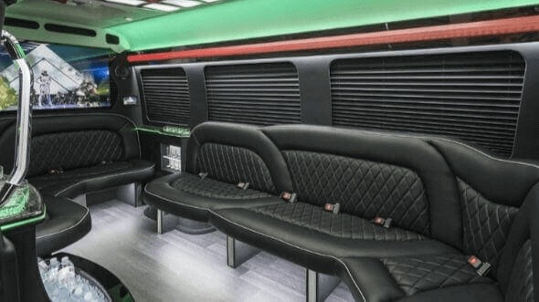 Interior of Charter Bus Company Wichita's 18 Passenger Party Bus in Wichita