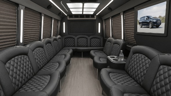 Interior of Charter Bus Company Council Bluffs's 20 Passenger Party Bus in Council Bluffs