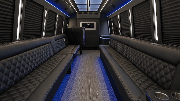 Interior of Charter Bus Company Des Moines's 20 Passenger Party Bus in Des Moines