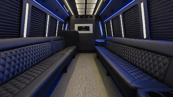 Interior of Charter Bus Company Cedar Rapids's 25 Passenger Party Bus in Cedar Rapids
