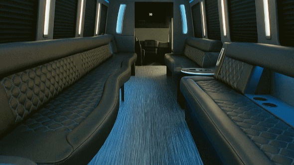 Interior of Charter Bus Company Sioux Falls's 25 Passenger Party Bus in Sioux Falls