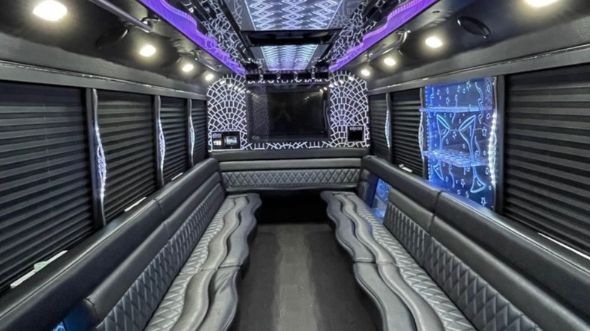 Interior of Charter Bus Company Bellevue's 28 Passenger Party Bus in Bellevue