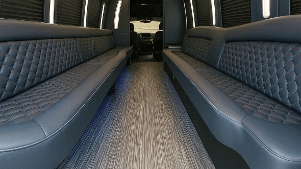 Interior of Charter Bus Company Des Moines's 40 Passenger Party Bus in Des Moines