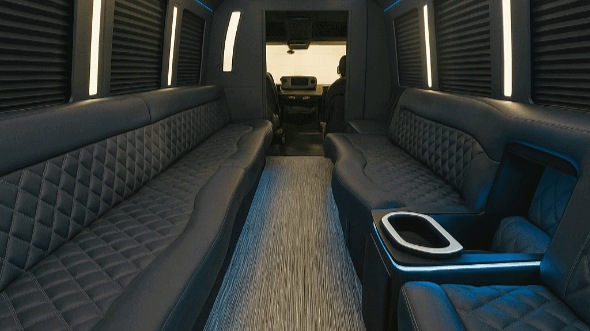 Interior of Charter Bus Company Grand Island's 40 Passenger Party Bus in Grand Island